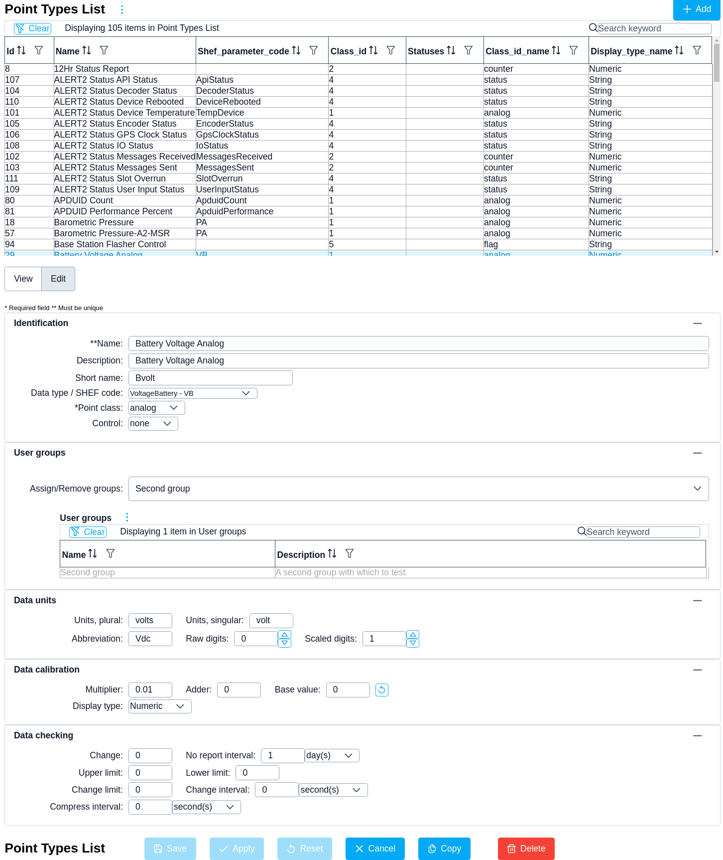 Point Type List - NovaStar Administrator (for Users)